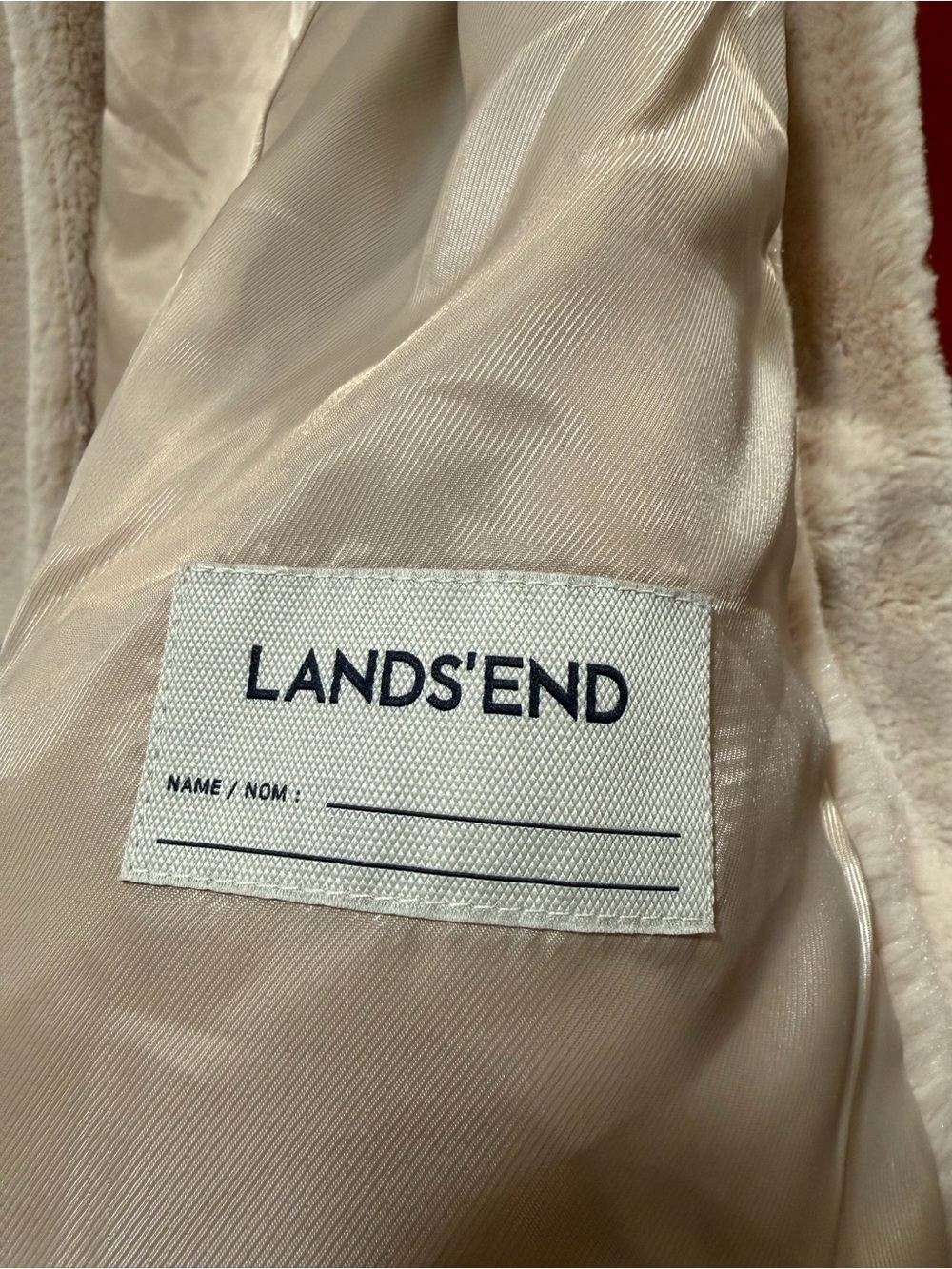 Lands’ End Women’s Faux Fur Teddy Coat – Size M (10-12) – Cream - Picture 8 of 9